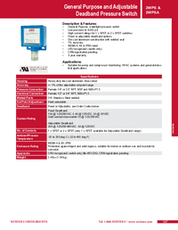 Thumbnail of document Data Sheet - 2WPS Gen. Purpose & Adj. Deadband Pressure Switch